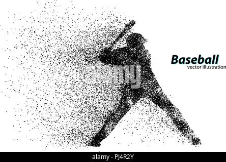 Silhouette einer Baseball player von teilchen. Text auf einem separaten Layer, Farbe kann mit einem Klick geändert werden. Stock Vektor