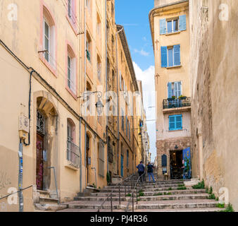 Montée des Accoules Treppe, Le Panier Viertel, Marseille, Provence-Alpes-Côte d'Azur, Frankreich Stockfoto