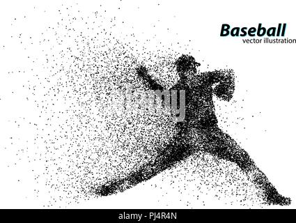 Silhouette einer Baseball player von teilchen. Text auf einem separaten Layer, Farbe kann mit einem Klick geändert werden. Stock Vektor