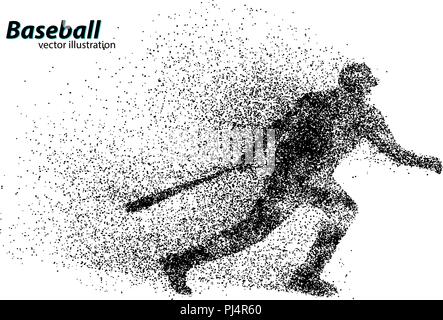 Silhouette einer Baseball player von teilchen. Text auf einem separaten Layer, Farbe kann mit einem Klick geändert werden. Stock Vektor