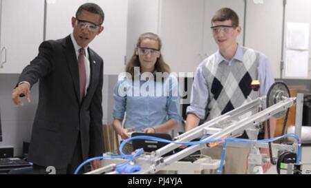 Barack Obama, Thomas Jefferson High School für Wissenschaft und Technologie, Alexandria, Virginia. Stockfoto