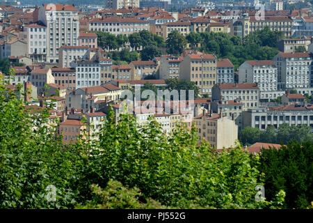 Lyon (Frankreich): Immobilien, Gebäude auf dem Hügel von La Croix Rousse, in der 1. Arrondissement (Bezirk). Stockfoto
