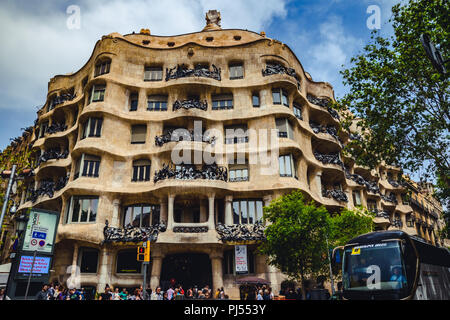 BARCELONA, SPANIEN - 23. April: Casa Milla, Details der Fassade des Hauses durch den Architekten Antonio Gaudi April 23, 2018 in Barcelona, Spanien Stockfoto