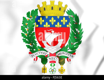 Wappen von Paris, Frankreich. 3D Illustration. Stockfoto