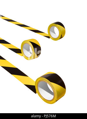Drei entwirren rollt der Gefahr tape Stockfoto
