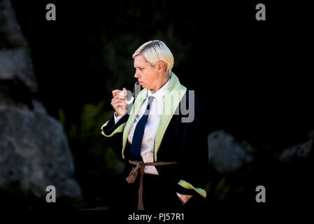 Eine Leistung des Hundes der Baskervilles von Illyria Theatre Company in Cornwall. Stockfoto