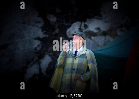 Eine Leistung des Hundes der Baskervilles von Illyria Theatre Company in Cornwall. Stockfoto