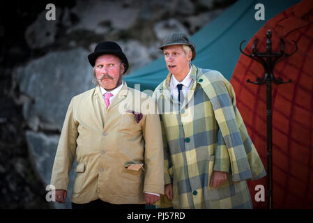 Eine Leistung des Hundes der Baskervilles von Illyria Theatre Company in Cornwall. Stockfoto