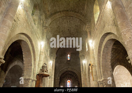 Langogne, Interieur der romanischen Kirche Saint Gervais und Sankt Protais, Lozère, Royal, Frankreich, Europa Stockfoto