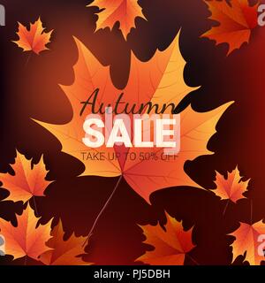 Blätter im Herbst. Farbenfrohe herbst Eichenlaub. Vorlage für Plakate. Saisonale Angebote im Shop. Vector Illustration Stock Vektor