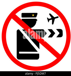 Die Zollkontrolle am Flughafen Verbot runden roten Schild isoliert Stockfoto