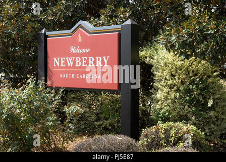 Newberry Südcarolina Willkommen Schild USA Stockfoto