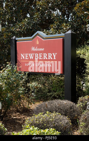 Newberry Südcarolina Willkommen Schild USA Stockfoto