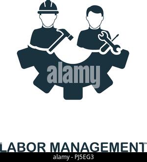 Labour Management Symbol. Monochrom Design aus der Sammlung. UI. Pixel Perfect einfache Piktogramm Arbeitsverwaltung Symbol. Web Design, Apps, Stock Vektor