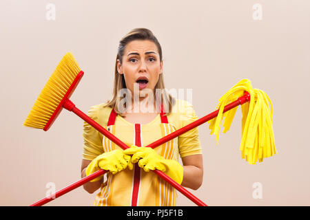 Hausfrau in Panik Stockfoto
