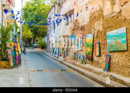 Eine typische Ansicht in Cartagena in Kolumbien. Stockfoto