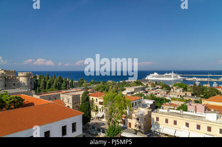 Blick über die Stadt Rhodos Stockfoto