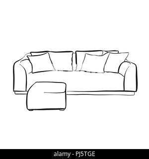 Einfache couch Maßbild. Handgezeichnete vektor Skizze. Business Concept Design. Stockfoto