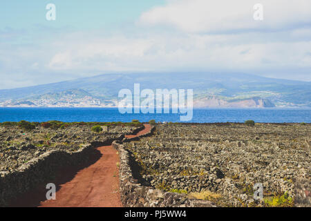 Blick von Madalena, Insel Pico, Faial, Azoren, Portugal Stockfoto