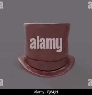 Red Top hat 3D-Rendering auf grauem Hintergrund Stockfoto