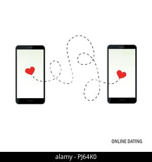 Online dating-APP-Konzept mit zwei Herzen Vector EPS Abbildung 10 Stock Vektor