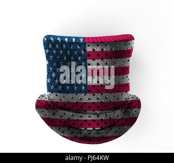 USA-Flagge Hut, 3D-Rendering isoliert auf weißem Hintergrund Stockfoto