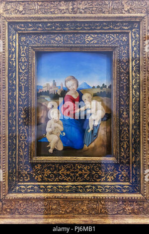 Madonna Esterhazy, Jungfrau Maria mit dem Kind und Säugling St. Johannes der Täufer (1508), von Raffael, Galleria Nazionale d'Arte Antica, GNAA, National Gallery Stockfoto