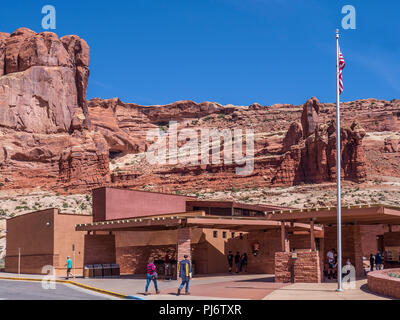 Besucherzentrum, Arches National Park, Moab, Utah. Stockfoto