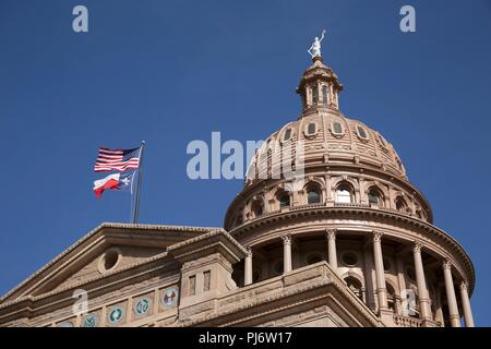 Die Texas Capitol Building und Kuppel mit dem Texas in Austin, Texas. Stockfoto