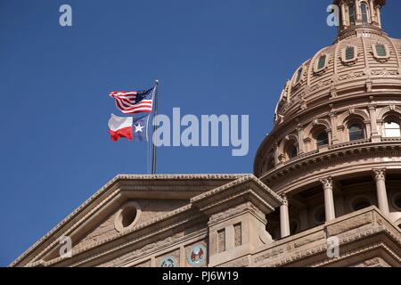 Die Texas Capitol Building und Kuppel mit dem Texas in Austin, Texas. Stockfoto