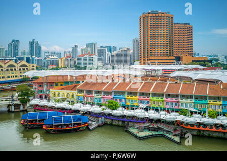 Luftaufnahme von Clarke Quay in Singapur Stockfoto