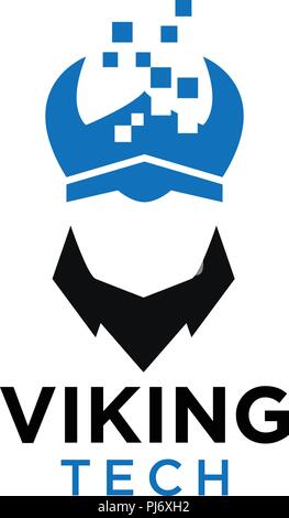 Einfache viking Tech negativen Raum Logo Design Template Stock Vektor