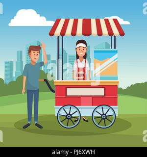 Pop Corn stand Warenkorb Stock Vektor