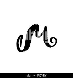 Von Hand bemalt Schreiben M. trockenen Pinsel modernen Schriftzug. Vector Illustration. Stock Vektor