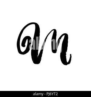 Von Hand bemalt Schreiben M. trockenen Pinsel modernen Schriftzug. Vector Illustration. Stock Vektor
