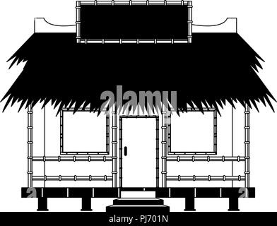 Strand Kiosk stand in Schwarz und Weiß Stock Vektor