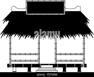 Strand Kiosk stand in Schwarz und Weiß Stock Vektor