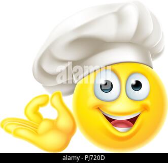 Emoji Küchenchef Cartoon perfekte Geste Stock Vektor