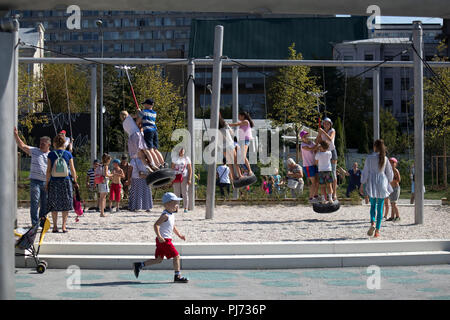 Moskau, Russland - 25. August 2018: Gorky Central Park der Kultur und Freizeit Stockfoto