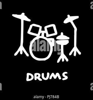 Drum Kit freehand Illustration Stock Vektor