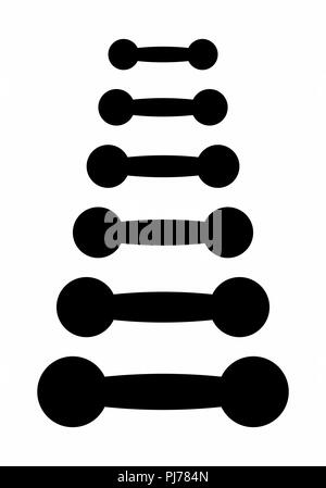 Eine Reihe von kurzhanteln Silhouetten auf weißem Hintergrund Stock Vektor