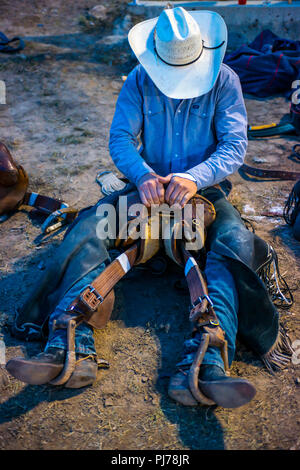 Rodeo Cowboy in Teschow, Texas, USA Stockfoto