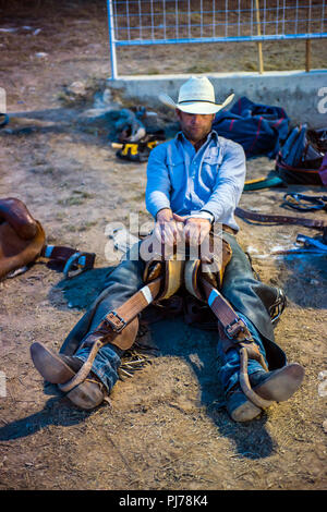 Rodeo Cowboy in Teschow, Texas, USA Stockfoto