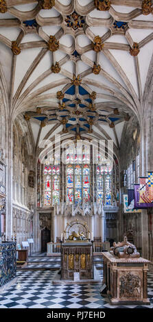 Die Beauchamp Kapelle erbaut zwischen 1442-46 in St Mary's Church, Warwick, einer Stadt am Fluss Avon, in der englischen Region West Midlands Stockfoto