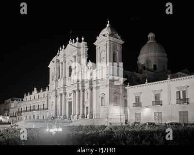 Überblick über die wichtigsten religiösen Gebäude, das hat Stil, Baroc in Noto Stockfoto