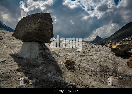 Schwindende Gletscher in den Alpen, die globale Erwärmung Stockfoto