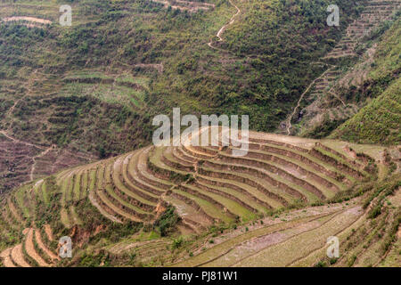 Ha Giang, Vietnam - am 18. März 2018: die malerischen Reisterrassen in den Bergen im Norden von Vietnam Stockfoto