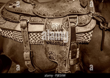 Rodeo in Teschow, Texas USA. Tag der Arbeit 2018. Stockfoto