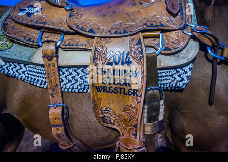 Rodeo in Teschow, Texas USA. Tag der Arbeit 2018. Stockfoto