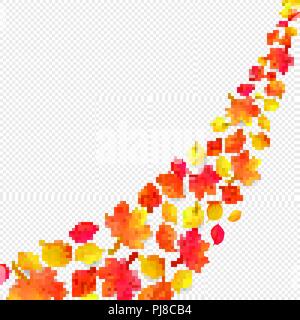 Gelbe Blätter, die vom Himmel fallen in den weißen Hintergrund - Herbst - isoliert Stock Vektor